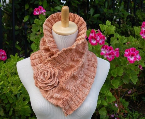 Ruffled and Ruched Scarf PDF Knitting Pattern Instant Download