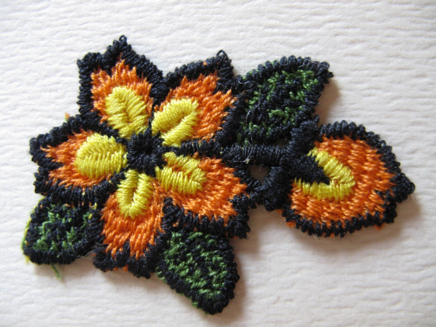 Bright Flower Vintage 70's Embroidered Floral Applique Patch