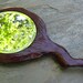 Hand Mirror Rustic Sculpted Purpleheart Wood One of a Kind FREE Shipping