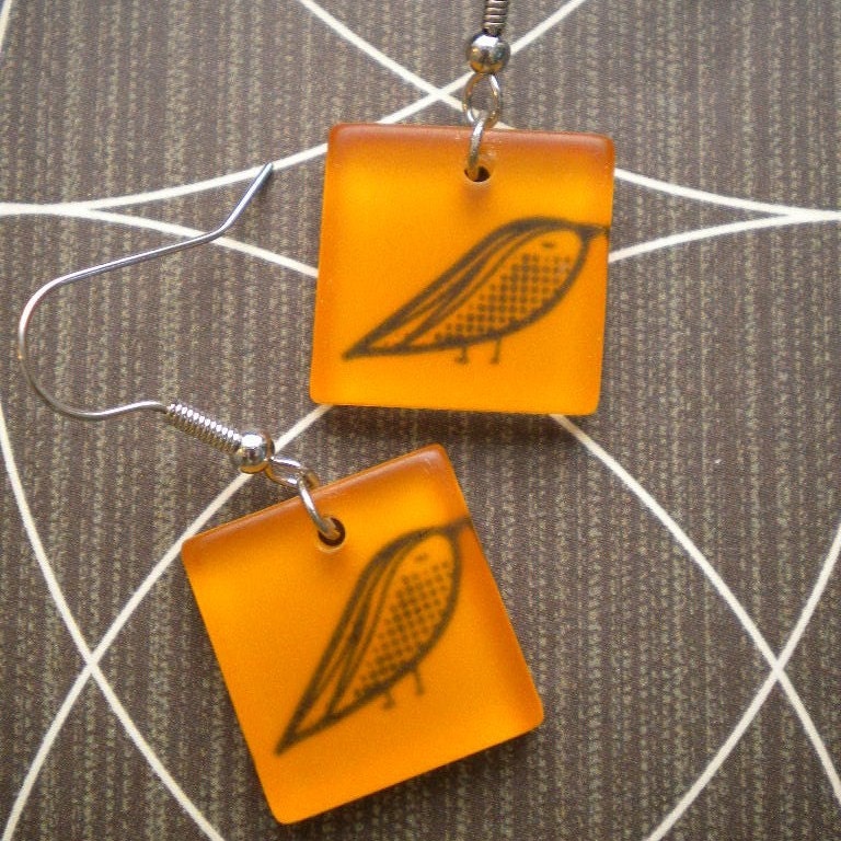 Sweet Sparrow Orange Square Earrings