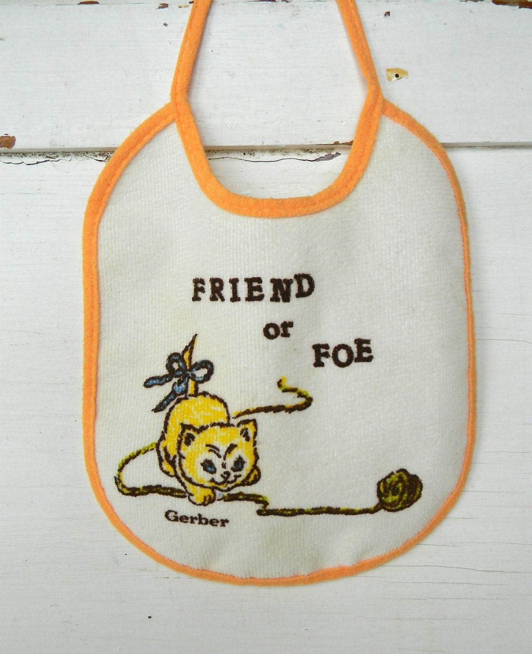 SALE vintage friend or foe gerber bib