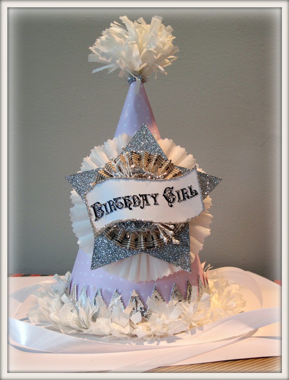 vintage inspired old fashioned birthday party hat in pink