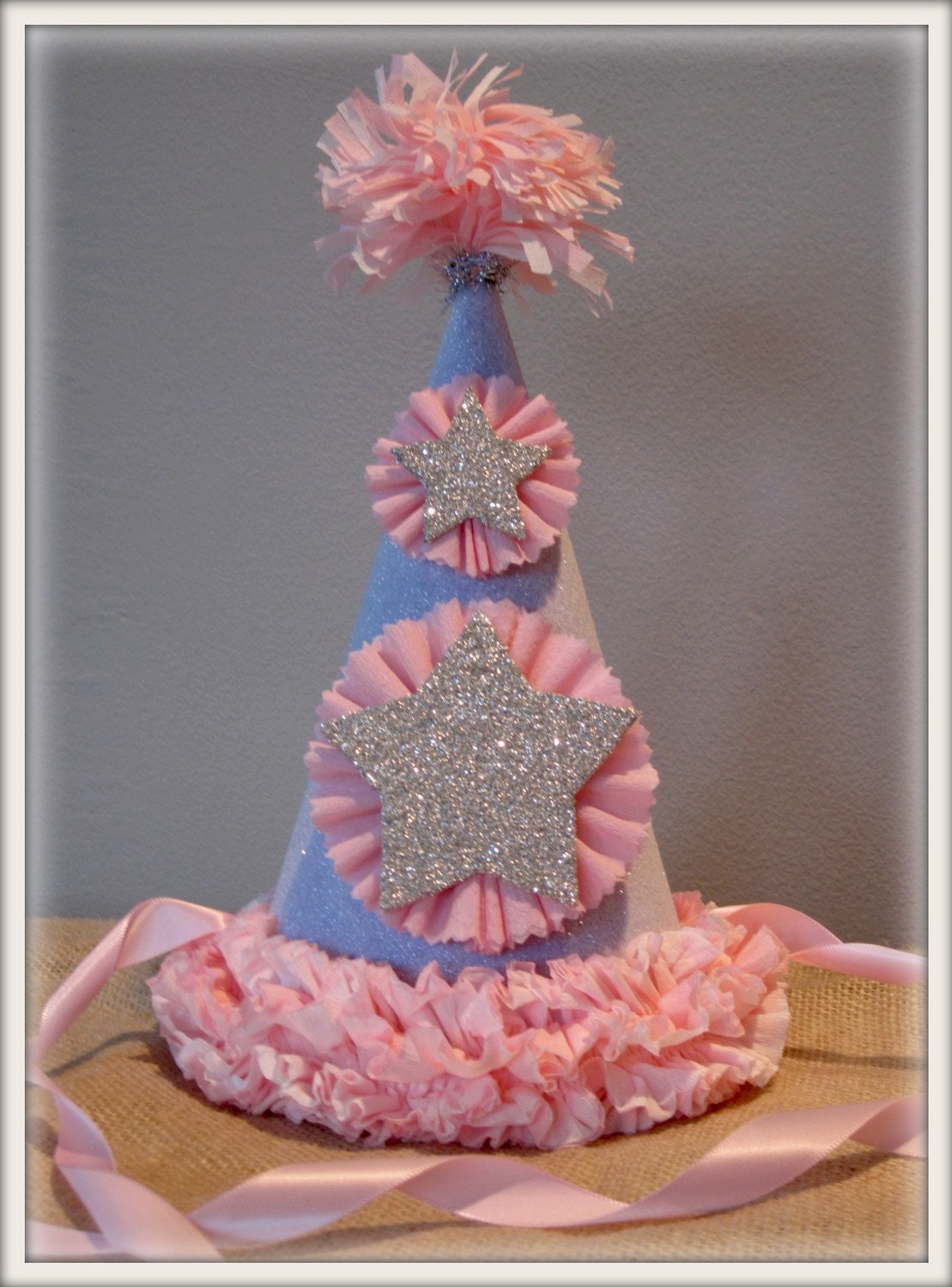 vintage inspired pink and purple birthday hat CUSTOMIZABLE