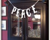 vintage inspired glittered PEACE banner
