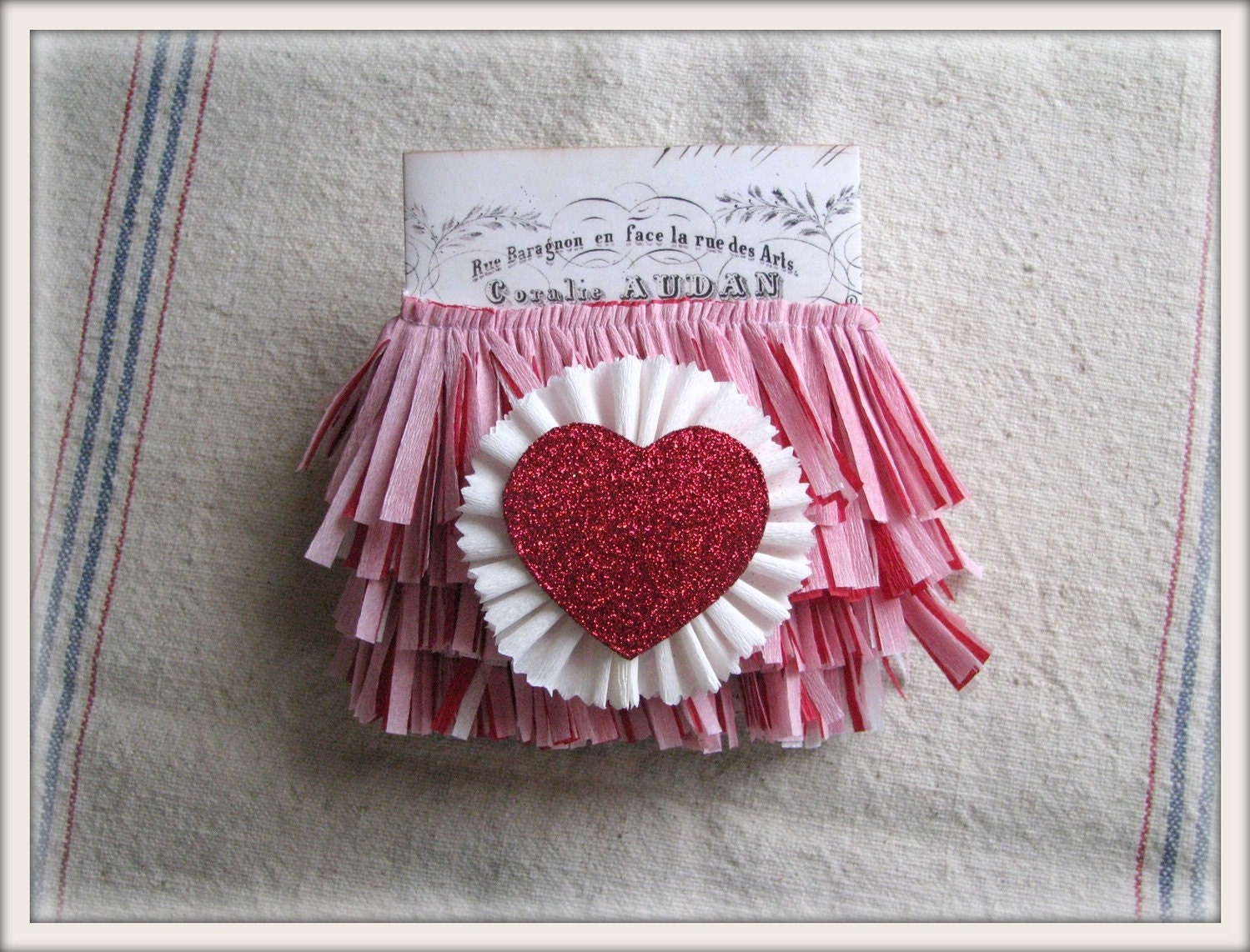 Icing On The Cake handmade crepe paper fringe in 'be my valentine'