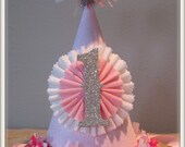vintage inspired 1st birthday party hat in pink