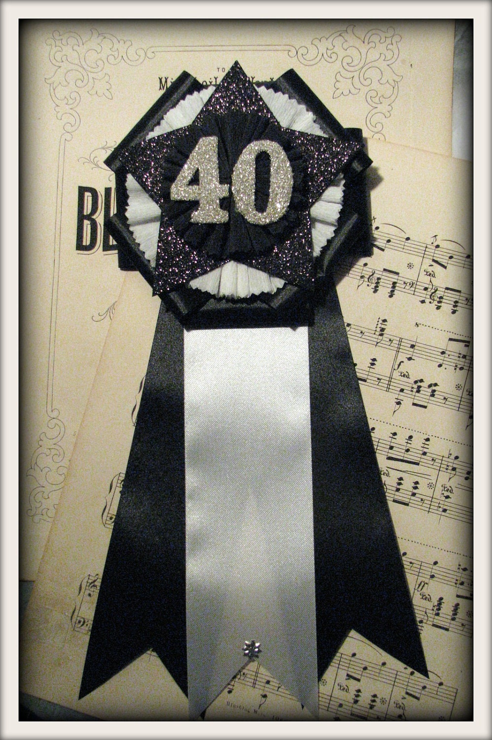 Vintage Inspired 40 Birthday Prize Ribbon