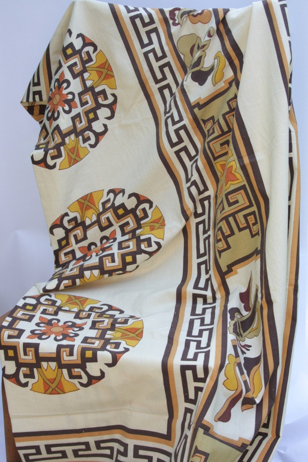 Vintage Reclaimed Linen Fabric Egyptian Design by QUIVERreclaimed