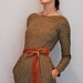 Gold Tweed Mini Dress with Long Sleeves  MADE TO ORDER