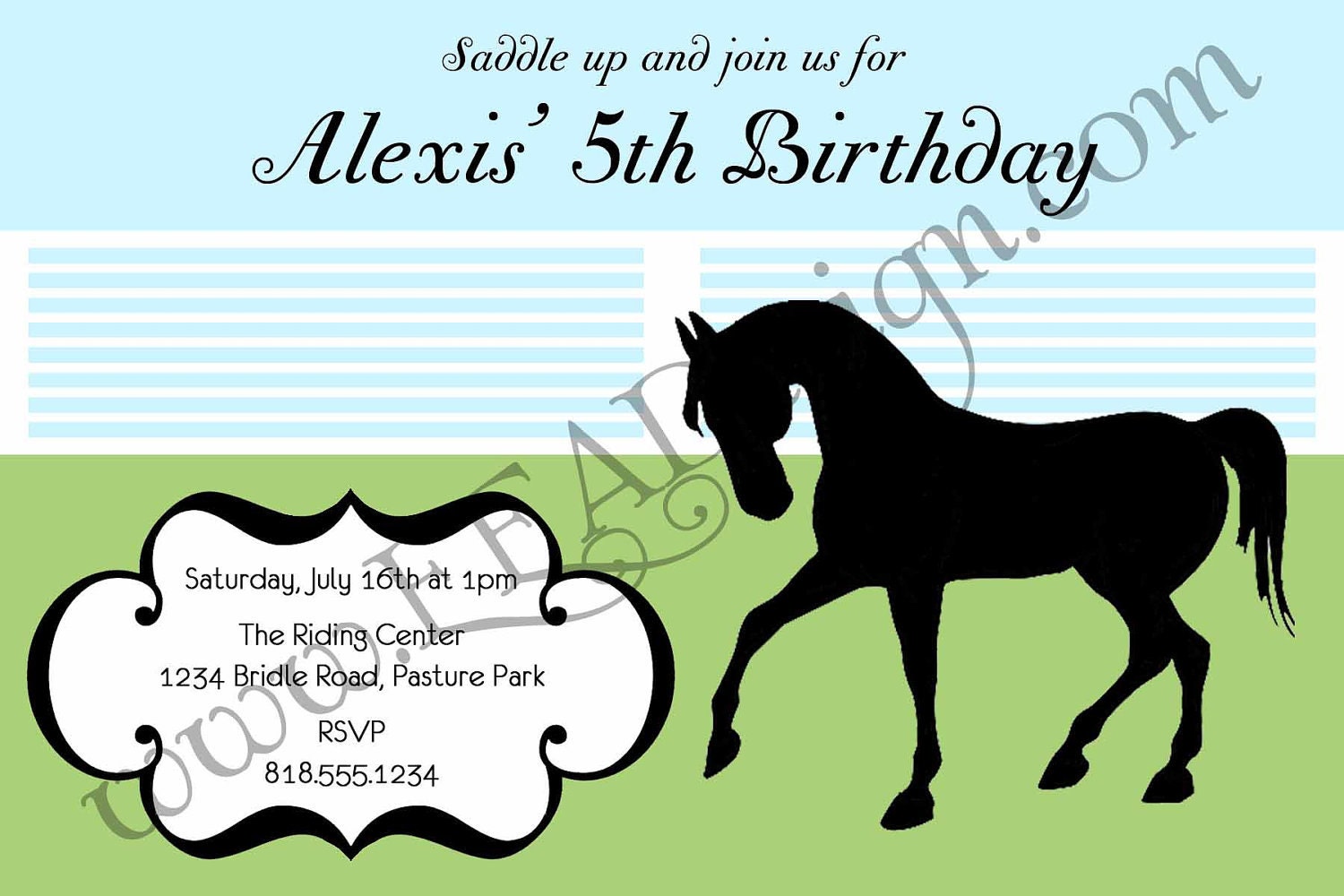 Equestrian Birthday Invitation (customizeable colors) - DIY Printable