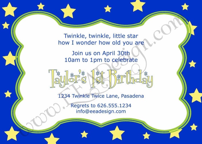 Twinkle Twinkle Invitation (yellow, green, blue and white) - Printable Il_570xn