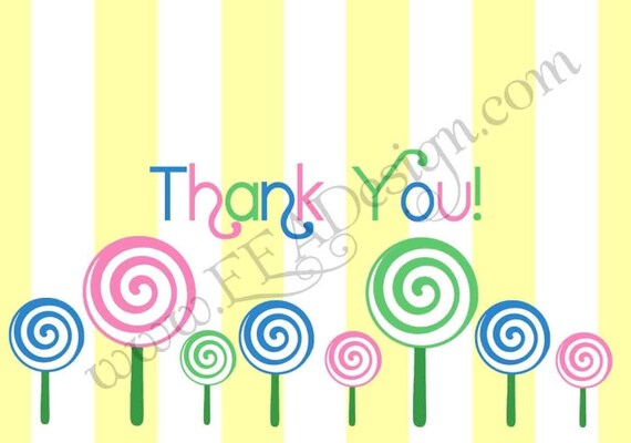 THANK YOU CARD, Lollipop Lane - Ready Made Il_570xn
