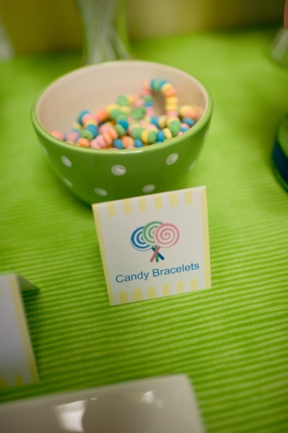 Lollipop Food Signage (yellow, green, pink, blue and white) - DIY Printable Il_570xn