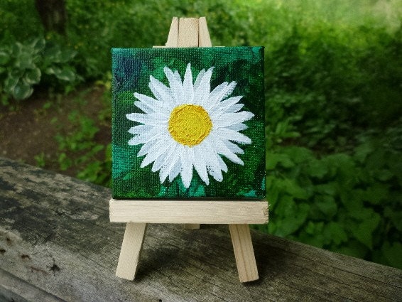 Little Daisy- Original Miniature Painting by Jamies Art