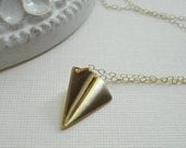 Paper Airplane Necklace In Gold, Modern, One Direction Necklace, Pendant, Simple Jewelry, Gift For Her Under 25