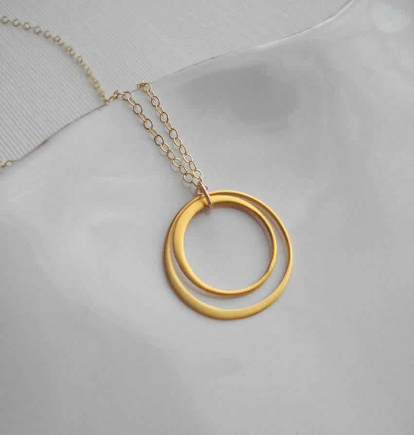 Geometric Gold Necklace, Love Circles. Gold Pendant Necklace, Modern, Minimalist, Pendant, Gift For Her Under 50