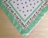 Vintage Floral Yellow and Green Silk Scarf