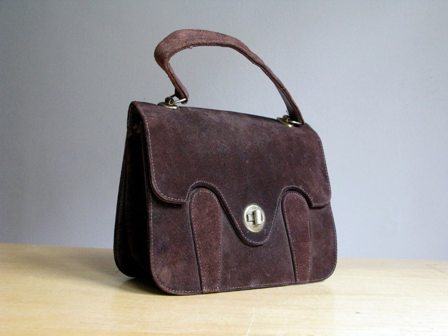 Vintage Chocolate Brown Suede Purse