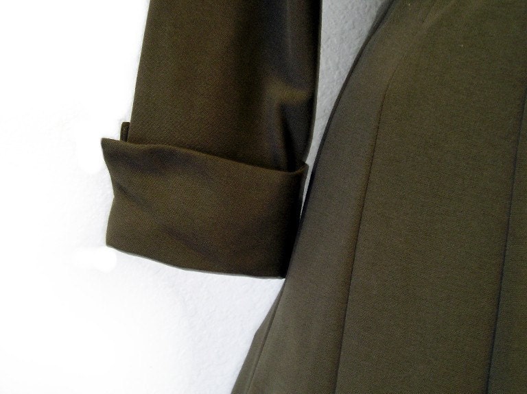 SALE Vintage 1940s dress DuBarry Olive Dress Mod Classic Formal Office Bombshell  S