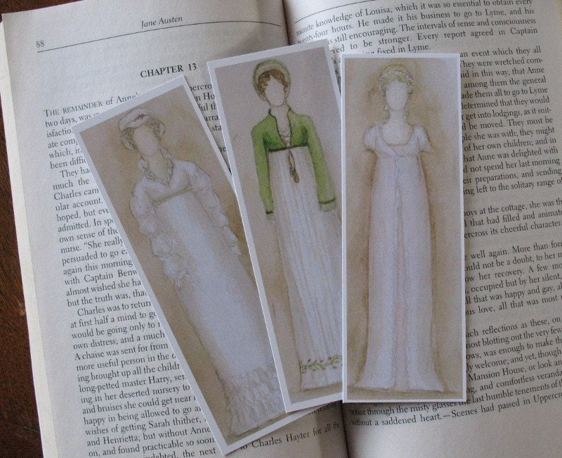 The Ladies of Pride and Prejudice - bookmark trio. Jane Austen.