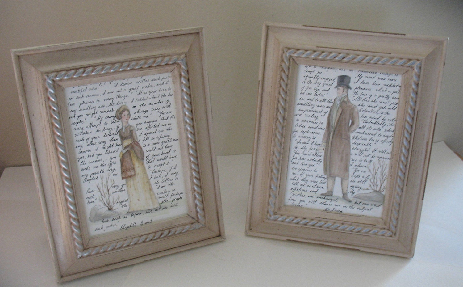 Mr.Darcy and Elizabeth Bennet Print Duo.  Set of two 5x7 prints. Pride and Prejudice.  Jane Austen.