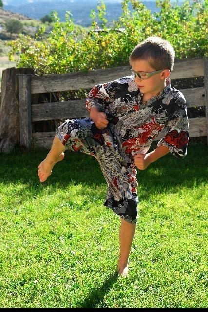 Dragon KIMONO OUTFIT sleepwear playwear sizes 5 through 10 years - boys clothes - karate clothes