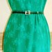 Vintage 60s Wiggle Dress Mad Men Emerald Green Silk Floral Damask