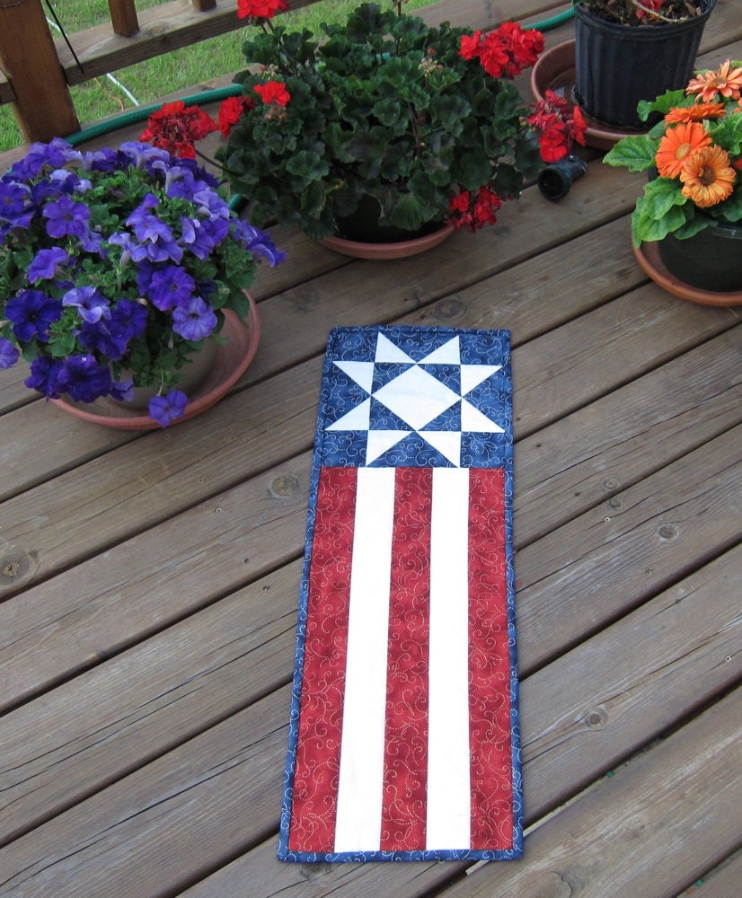 American Flag Patriotic Quilted Wall Hanging By QuiltingGranny