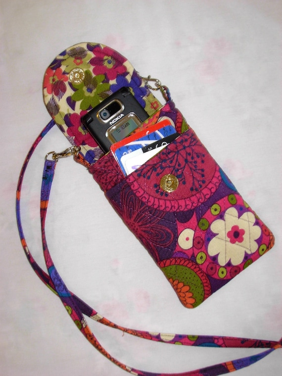 Cell Phone Case Detachable Neck Strap Quilted Designer by Sewtype