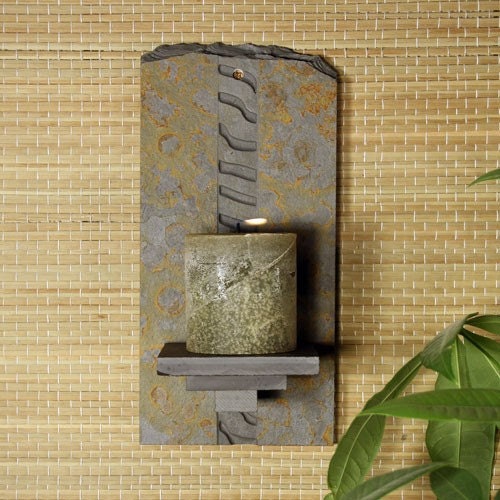 Natural Stone Wall Candle Sconce Ripples on Copper by stonegifts