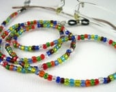 Multi Colored Eyeglass Chain, Eyeglass String, Eyeglass Necklace, Handmade, Glass Seed Beads