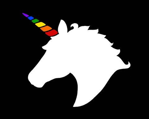 BOGO SALE - Black and White Unicorn Head Silhouette with Rainbow Horn Art Print  - 8 x 10 Home Decor Wall Art  Do You Believe in Magic