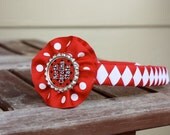 NC State Woven Headband with Ribbon Ruffle and Bottle Cap