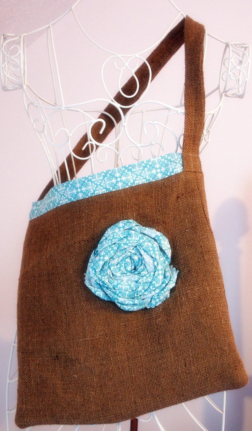 Burlap and Ragamuffin Rose Tote