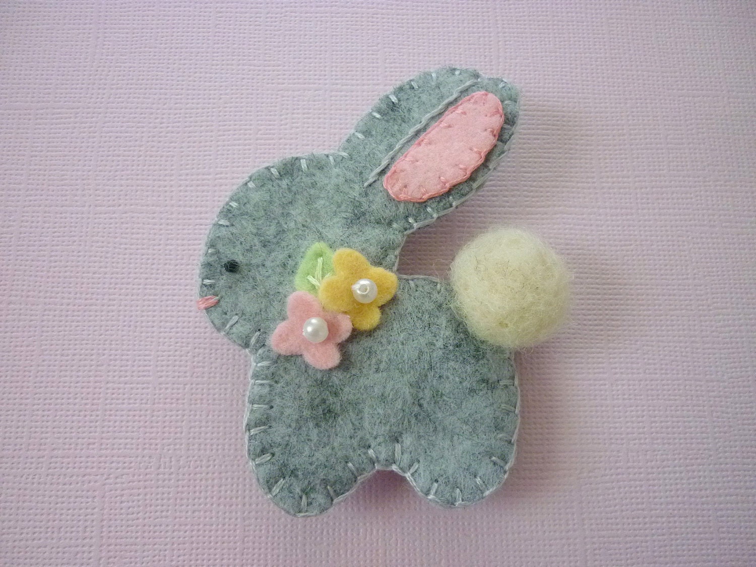 Felt Bunny Brooch Felt Spring Baby Rabbit Felted Wool