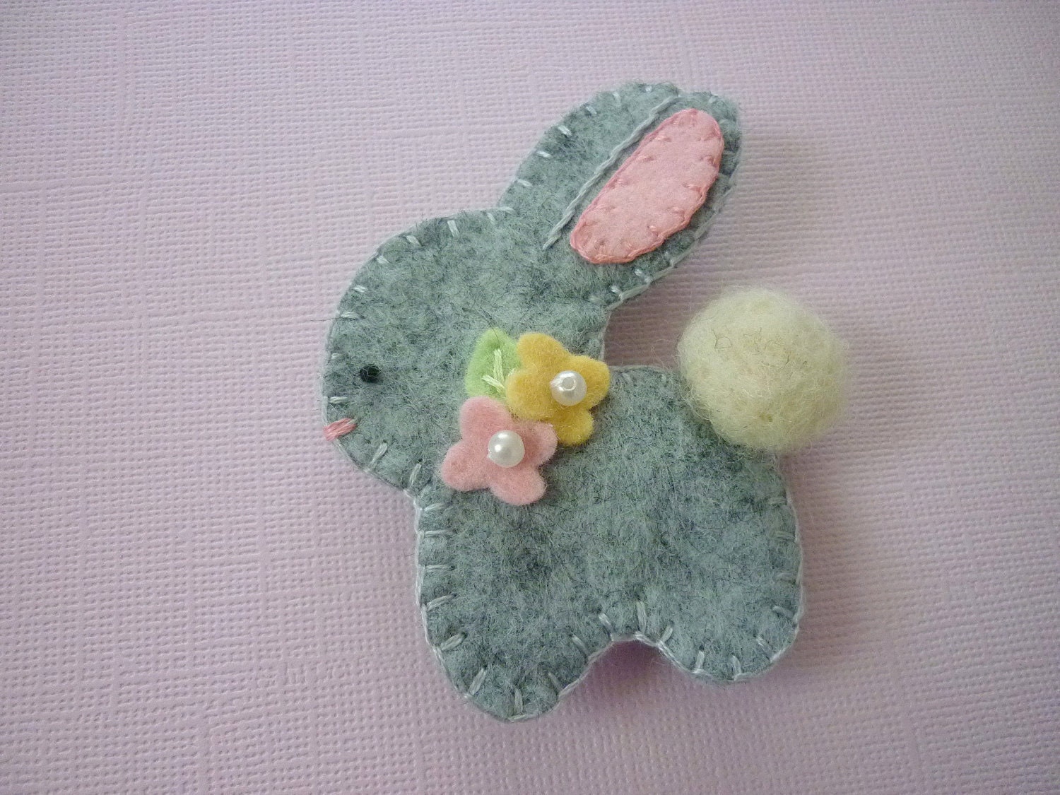 Felt Bunny Brooch Felt Spring Baby Rabbit Felted Wool