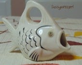 Vintage 1950s - 1960s Ceramic Fish Mini Pitcher -- Vintage Retro Home Decor
