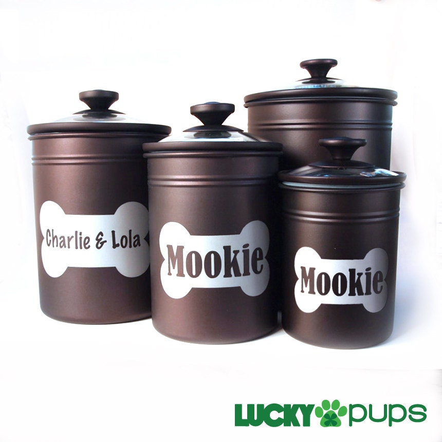5.5 in - Personalized Dog Treat Jar with Name in Bone - Bronze - Extra Small