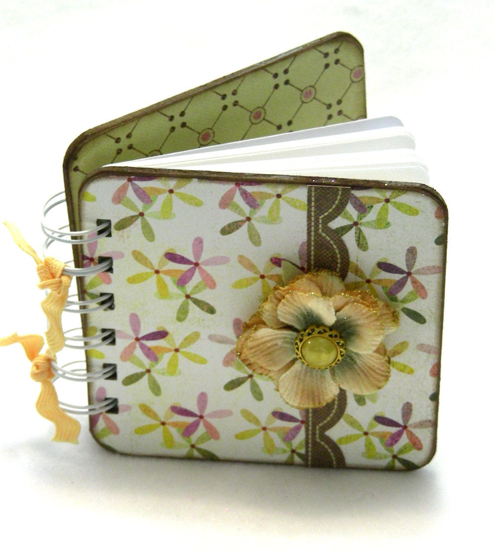 Pastel Pinwheel Flowers Mini Blank Book, doodle - sketch - collage - write