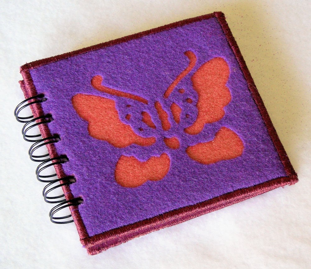 Sewing notebook with felt cover, sewing machine stitch journal, 50 pages