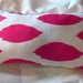 Bright Pink and White Ikat Fabric Lumbar Pillow