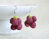 Grapes felted earrings in lime green purple pink - Christmas gifts for her under 25