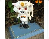 8 inch Tora as An Unicorn with Something Stuck on Her Horn Doll. Weird. Odd. Cool. Mythological.