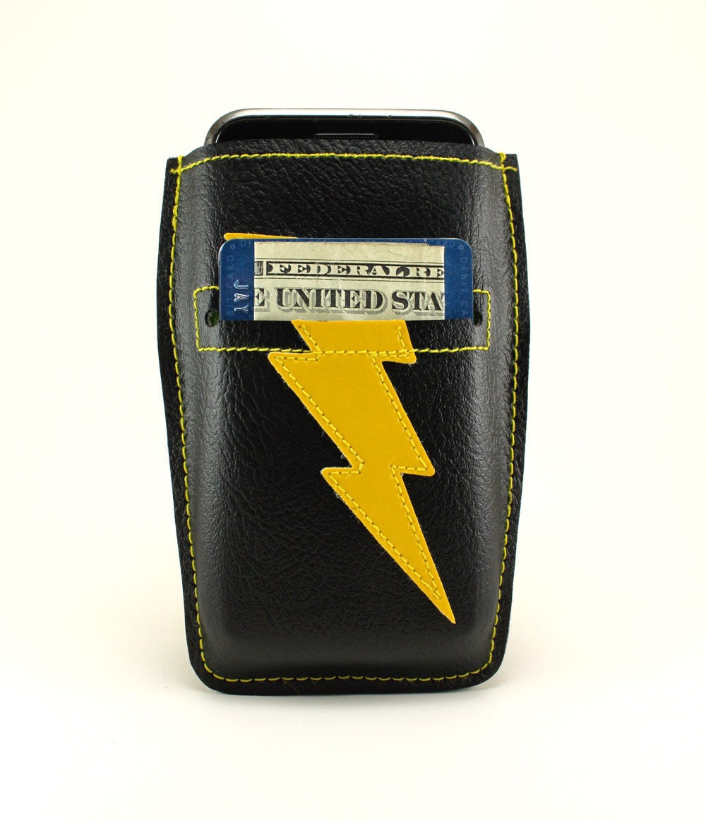 Lightning Bolt Iphone or Android Wallet - Black and Yellow other color bolts available