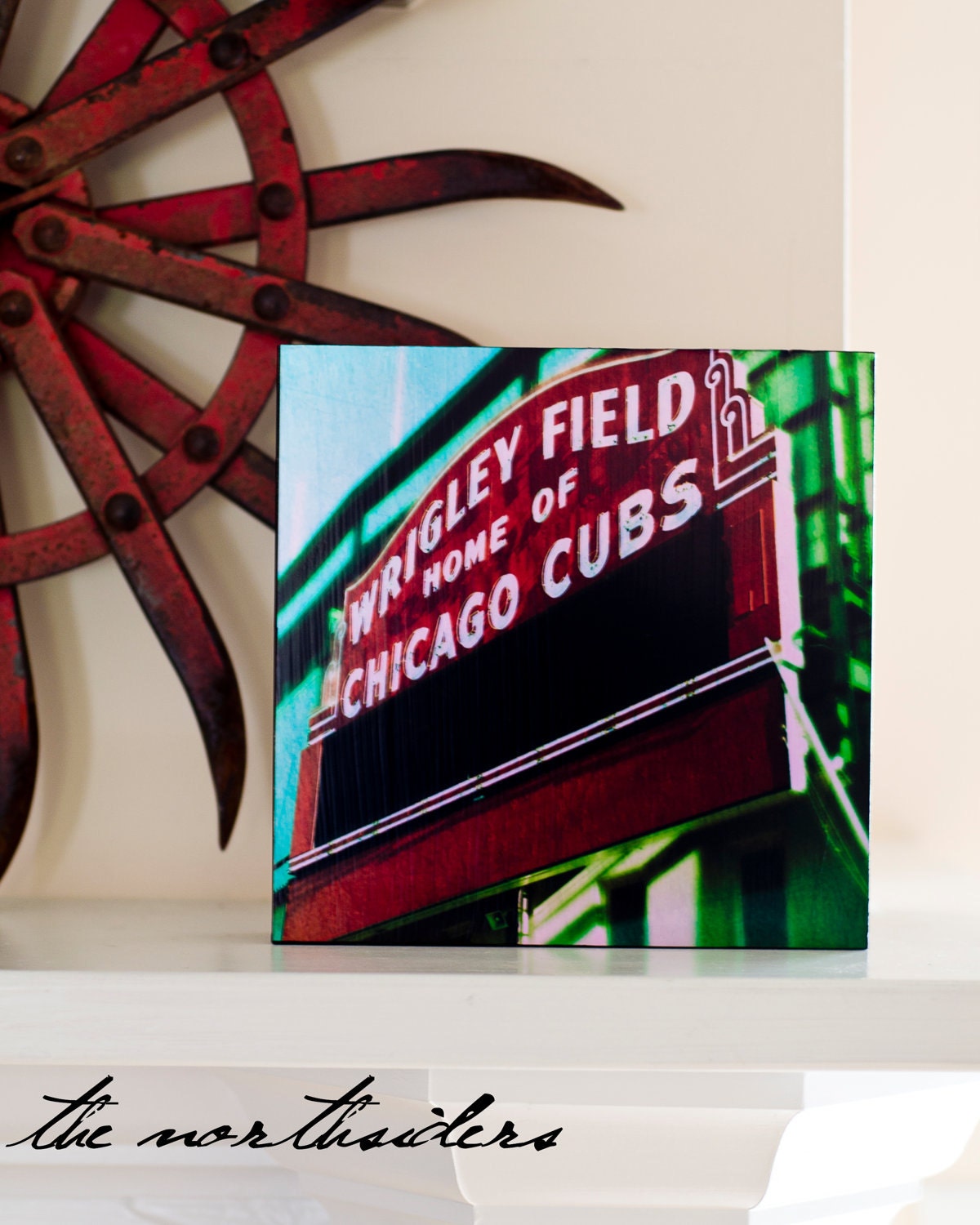 Chicago Art - Wrigley Field Wall Decor, Wood Photo Block - The Northsiders - Chicago photograph, Chicago home decor, Etsy wall art