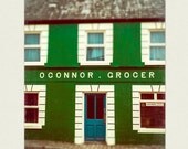 Ireland Photograph - teal and green art, retro wall decor-   O'Connors - emerald green, kitchen wall art, foyer decor, 8x10 print