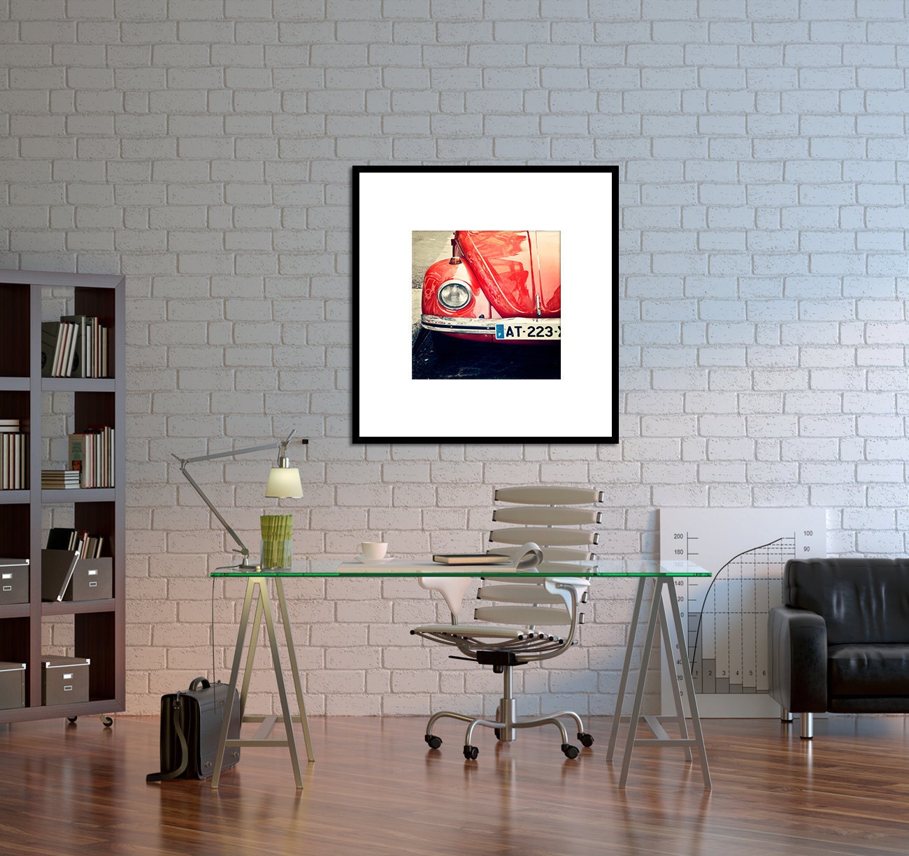 Car Photograph - Vintage Bug - Montmartre Paris Print - Paris decor, tomato red, crimson, Paris Wall Art - Rouge