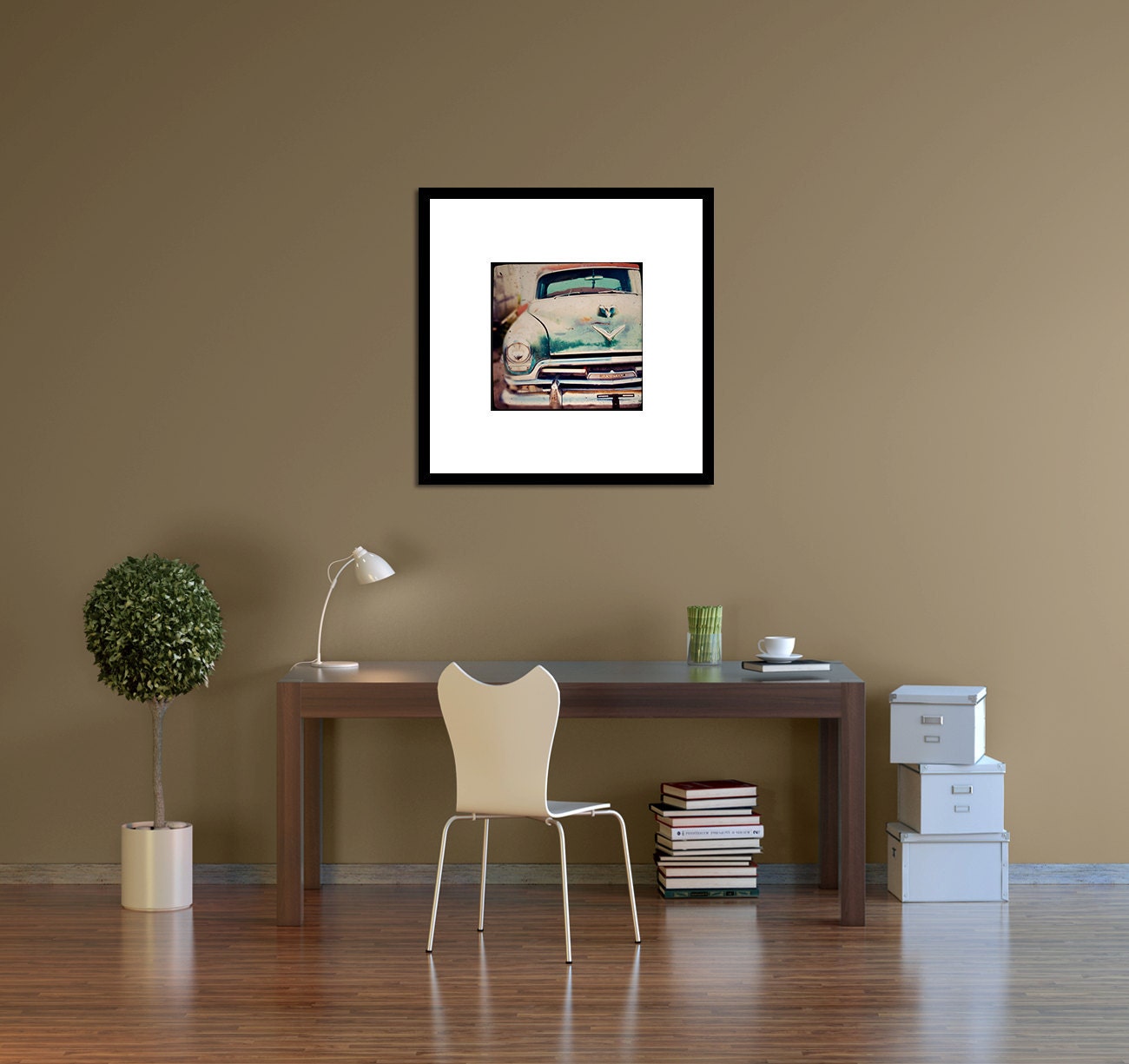Boys Room Wall Art - Vintage Car Photography, Wall Art - Betty Sue - teal blue, amber, Retro Inspired Decor, Route 66 Home Decor