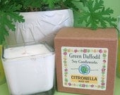 Citronella Glass Cube Soy Candle - 12 oz. - Green Daffodil Soy Candleworks - Handpoured