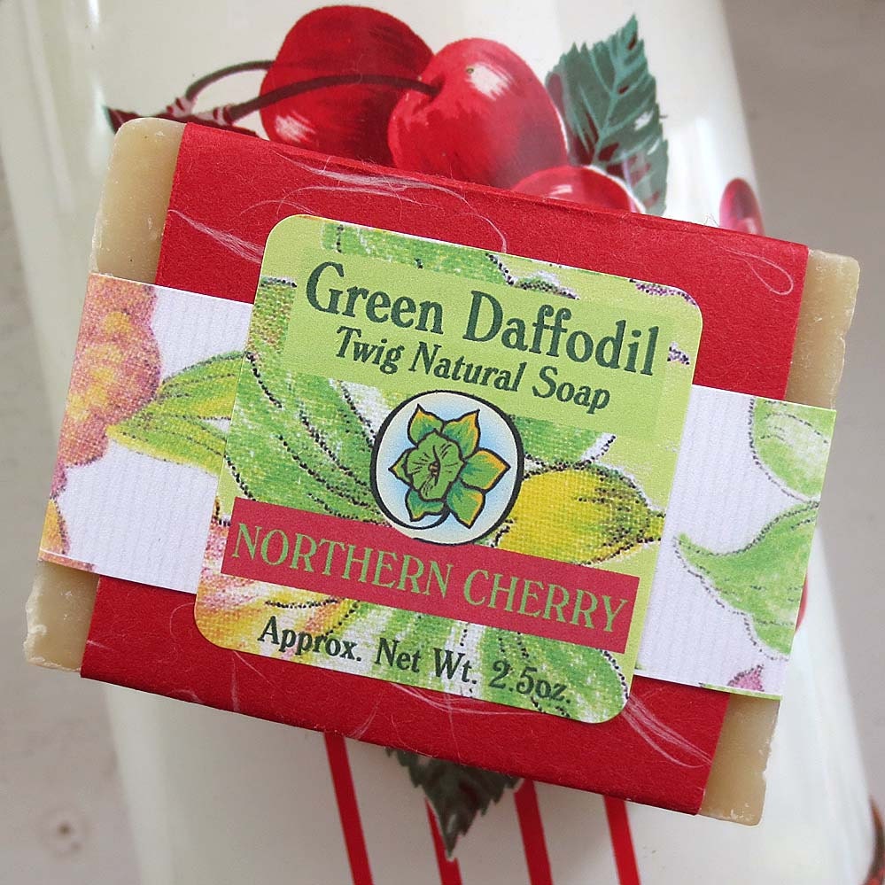 Fruity Northern Cherry Bar of Soap - Green Daffodil - Twig Natural Soap